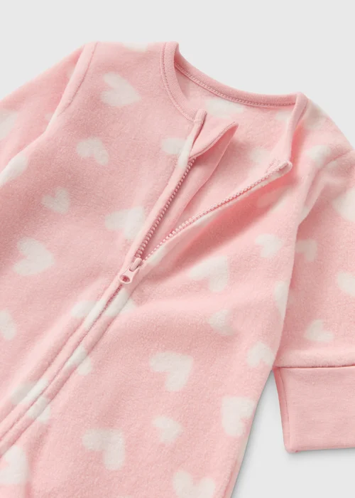 Baby Pink Heart Fleece Sleepsuit (Newborn-18mths) - Age 0 - 3 Months Image 2
