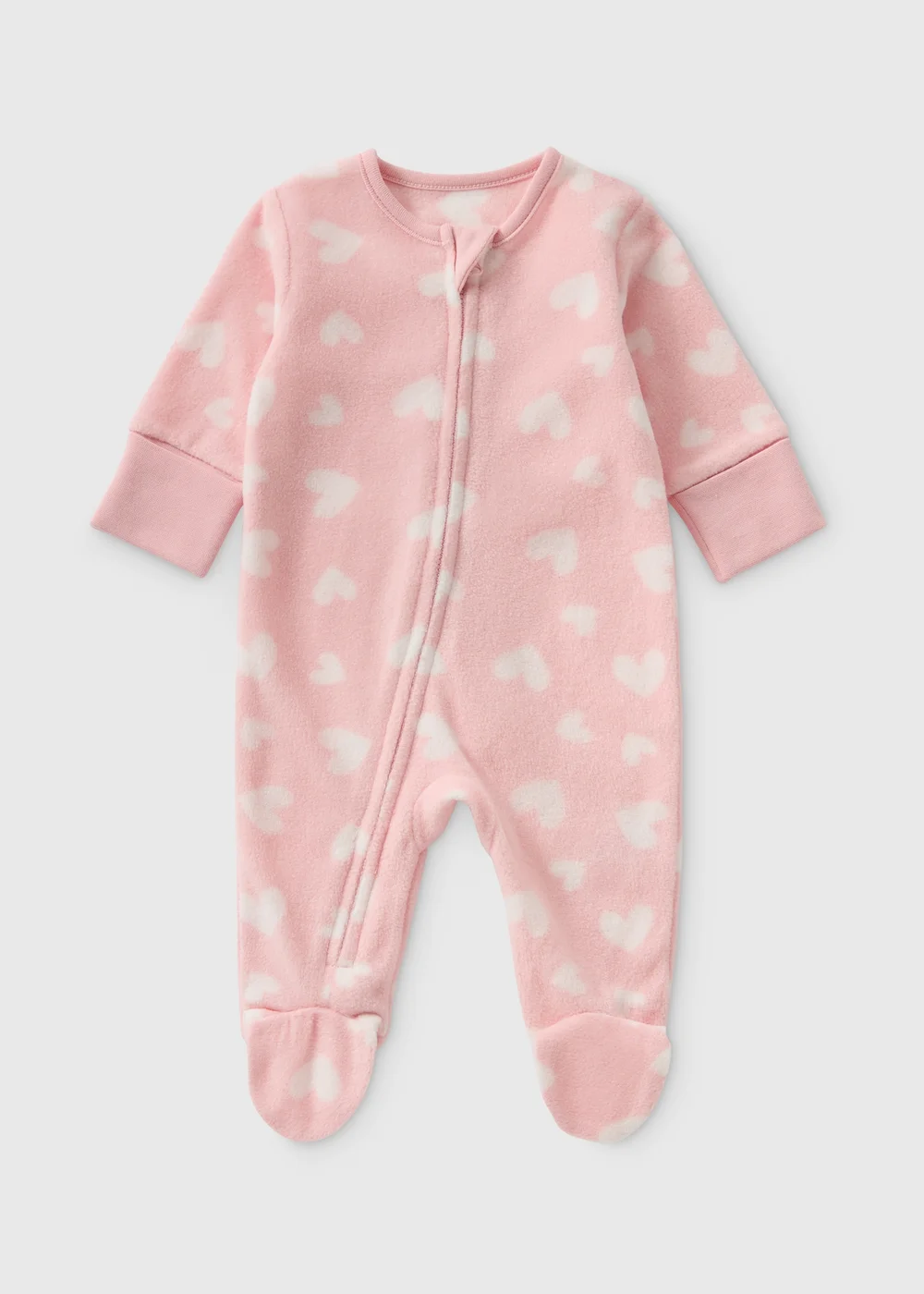 Baby Pink Heart Fleece Sleepsuit (Newborn-18mths) - Age 0 - 3 Months Image 1