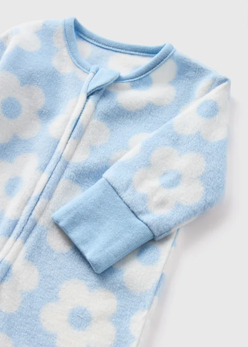 Baby Blue Flower Fleece Sleepsuit (Newborn-18mths) - Age 0 - 3 Months Image 2