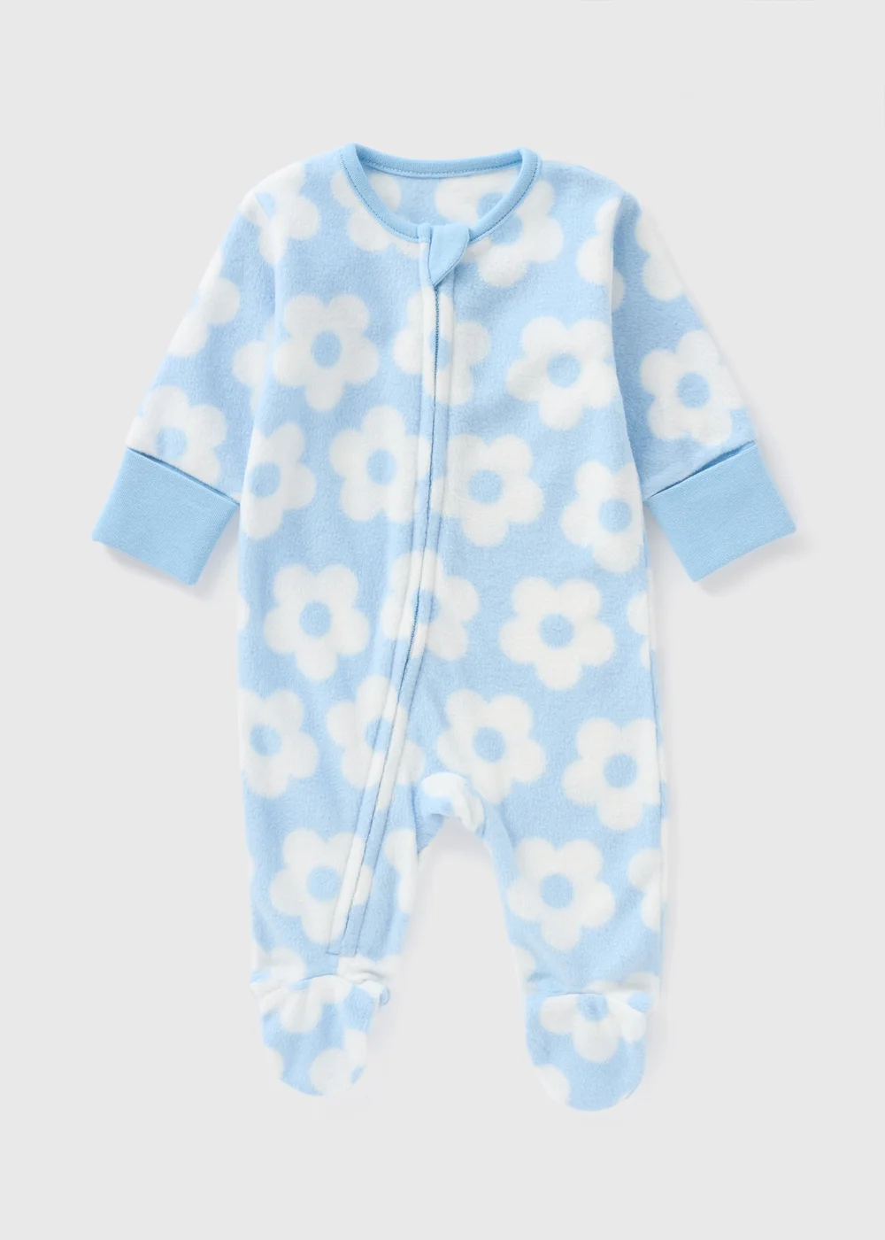 Baby Blue Flower Fleece Sleepsuit (Newborn-18mths) - Age 0 - 3 Months Image 1