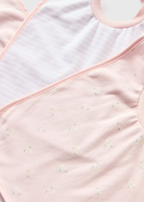 3 Pack Baby Pink Patterned Bibs - One Size Image 2