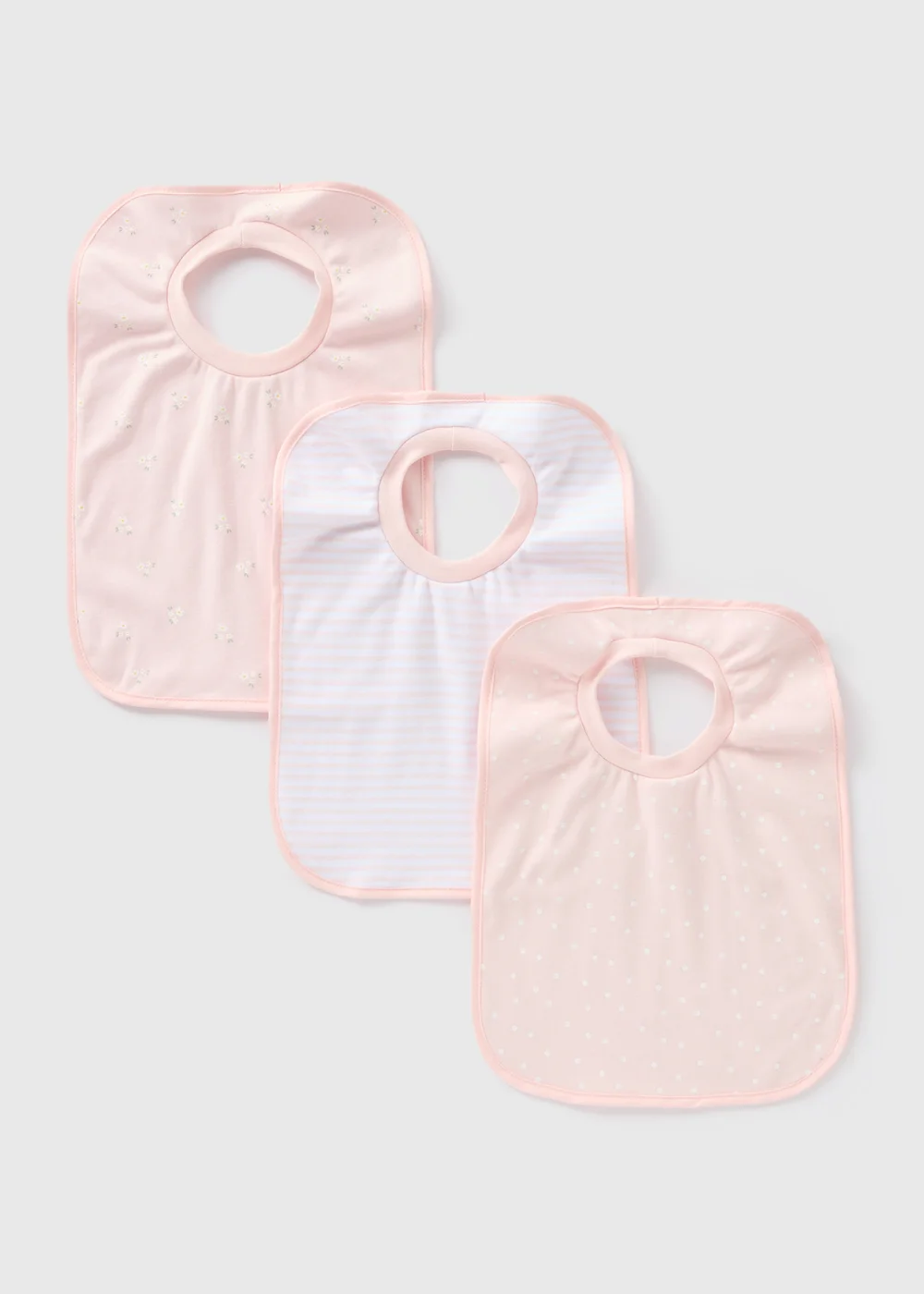 3 Pack Baby Pink Patterned Bibs - One Size Image 1