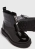 Girls Black Patent Zip Front Boots (Younger 4-9) - Size 4 Infants Image 2