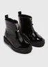 Girls Black Patent Zip Front Boots (Younger 4-9) - Size 4 Infants Image 1