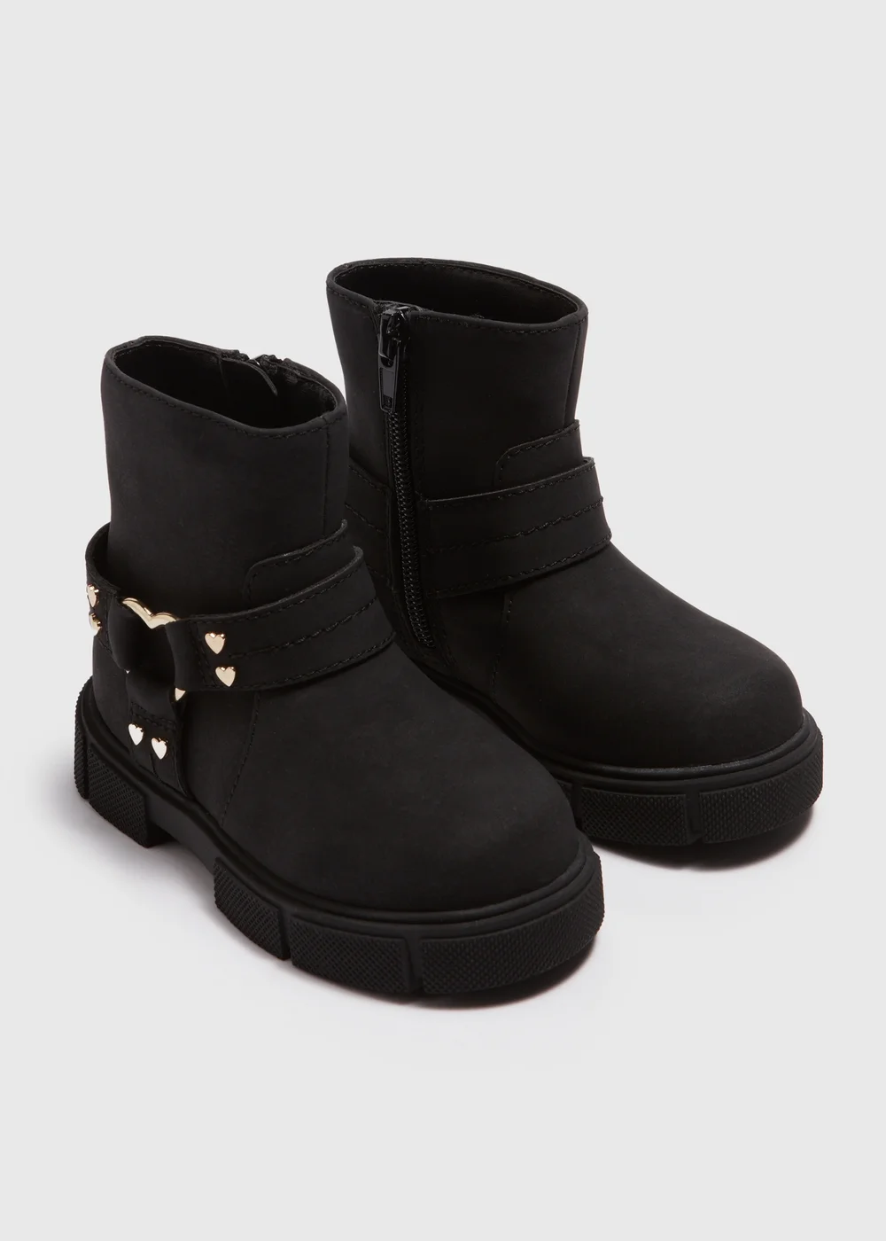 Girls Black Buckle Biker Boots (Younger 4-12) - Size 4 Infants Image 1