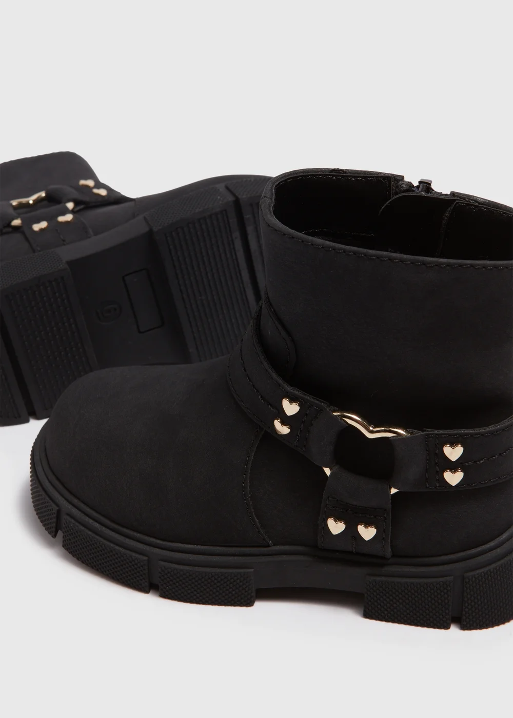 Girls Black Buckle Biker Boots (Younger 4-12) - Size 4 Infants Image 2