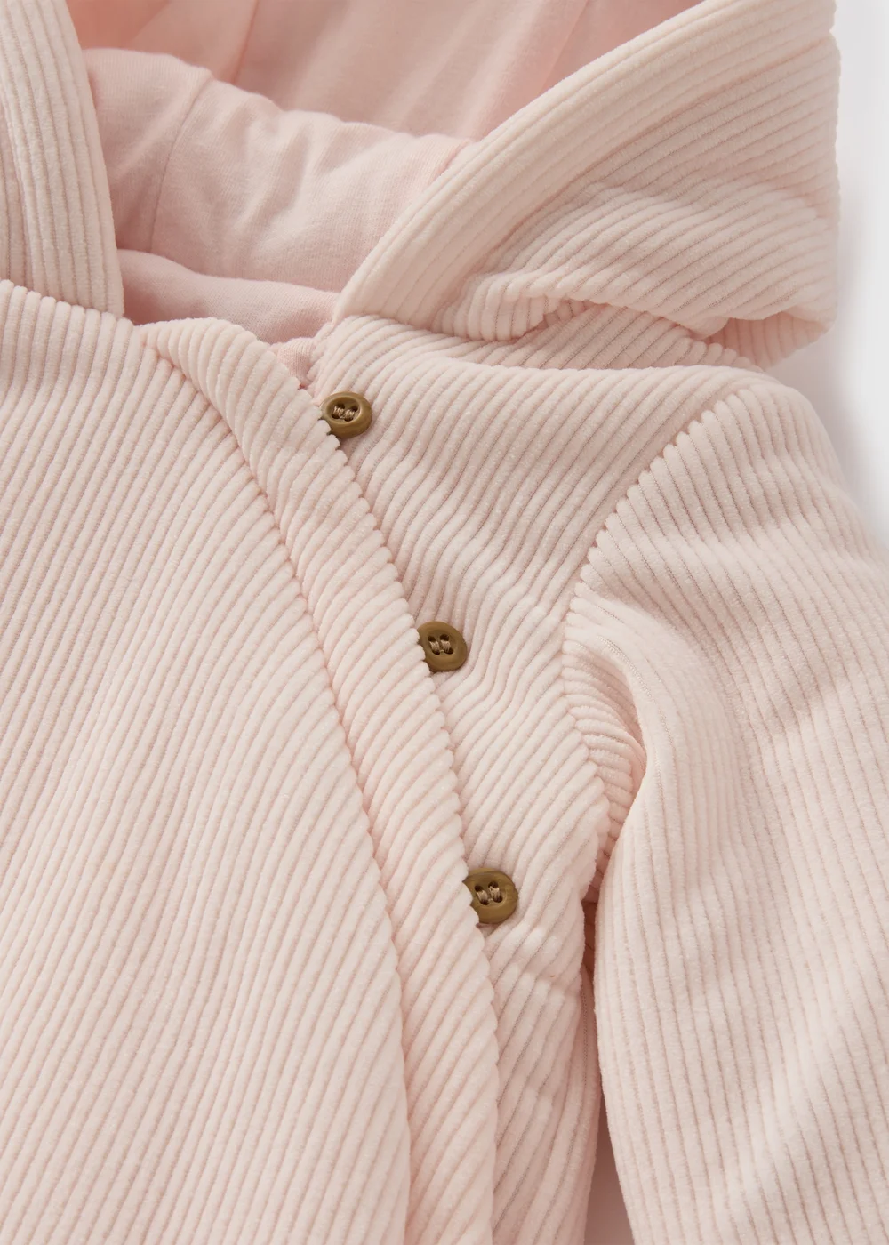 Baby Pink Velour Ribbed Pramsuit (Newborn-18mths) - 0-3 months Image 2