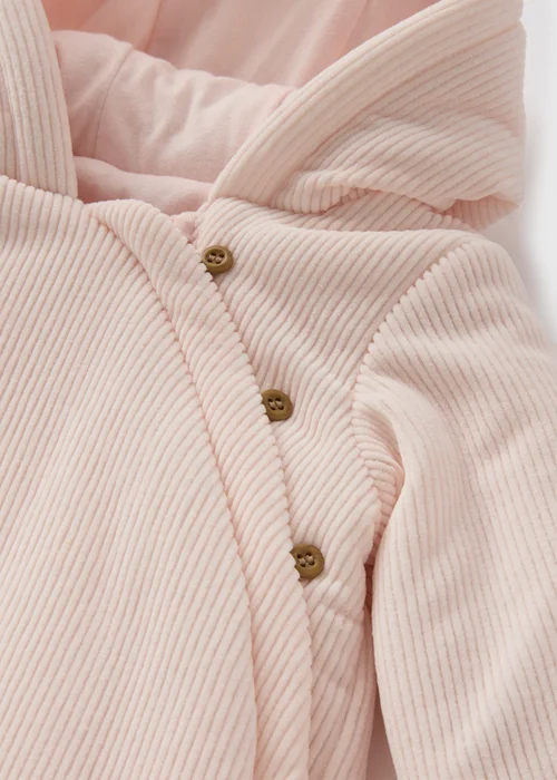 Baby Pink Velour Ribbed Pramsuit (Newborn-18mths) - 0-3 months Image 2