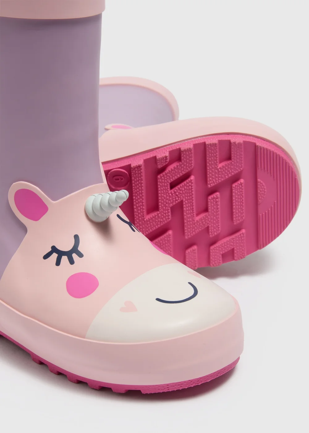 Girls Pink Unicorn Fleece Lined Wellies (Younger 4-12) - Size 4 Infants Image 2
