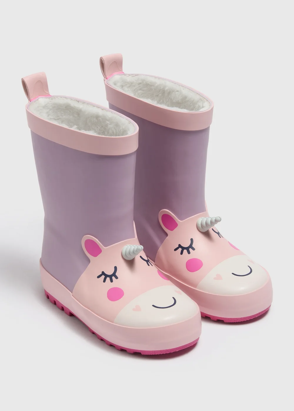 Girls Pink Unicorn Fleece Lined Wellies (Younger 4-12) - Size 4 Infants Image 1
