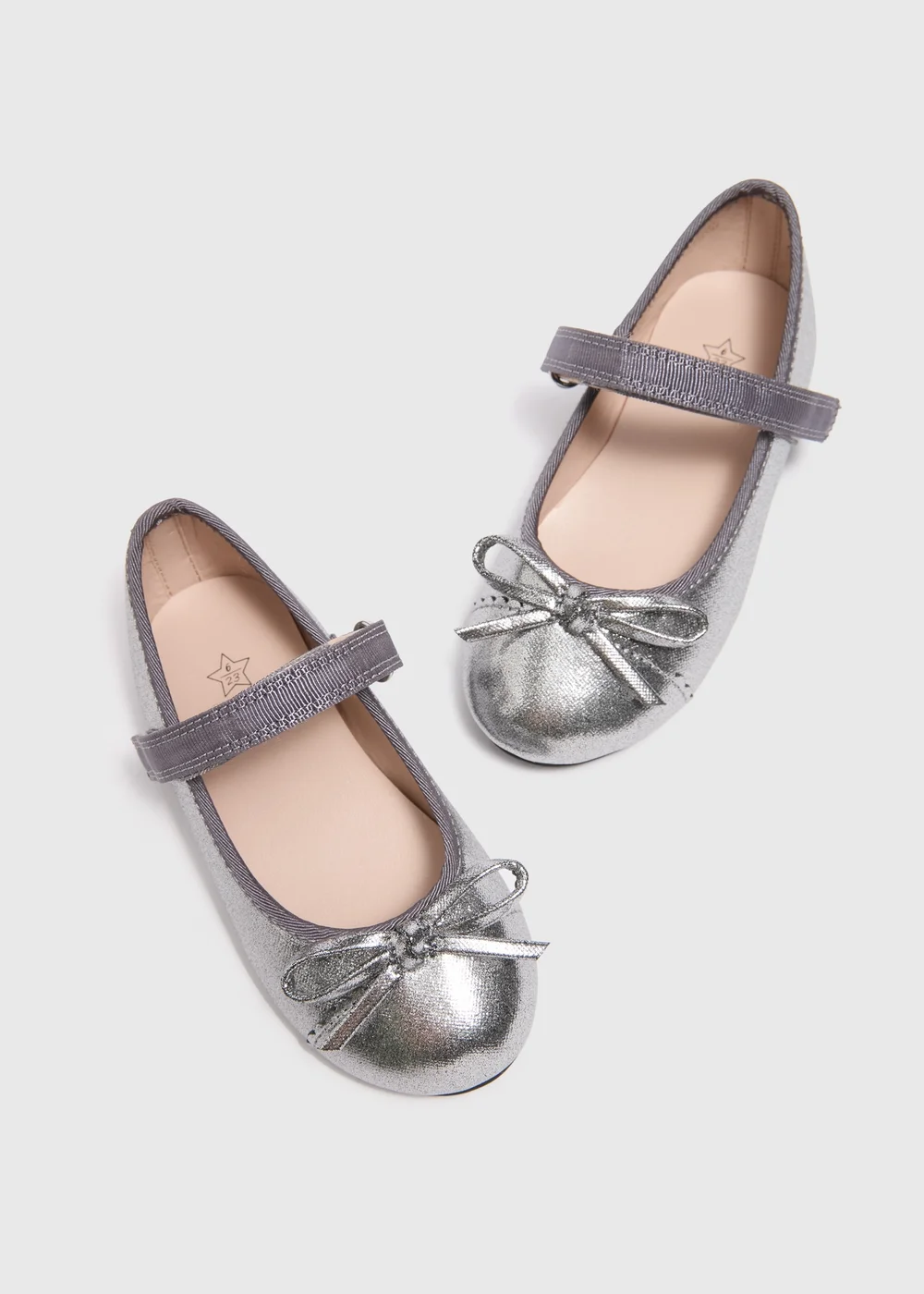 Girls Silver Glitter Ballet Flats (Younger 4-Older 2) - Size 4 Infants Image 2