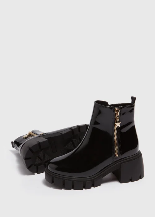 Girls Black Heeled Zip Boots (Younger 12-Older 5) - Size 1 Image 2