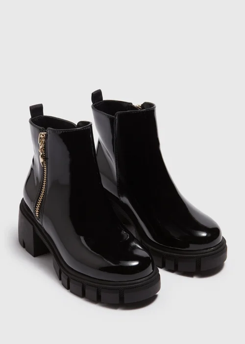 Girls Black Heeled Zip Boots (Younger 12-Older 5) - Size 1 Image 1