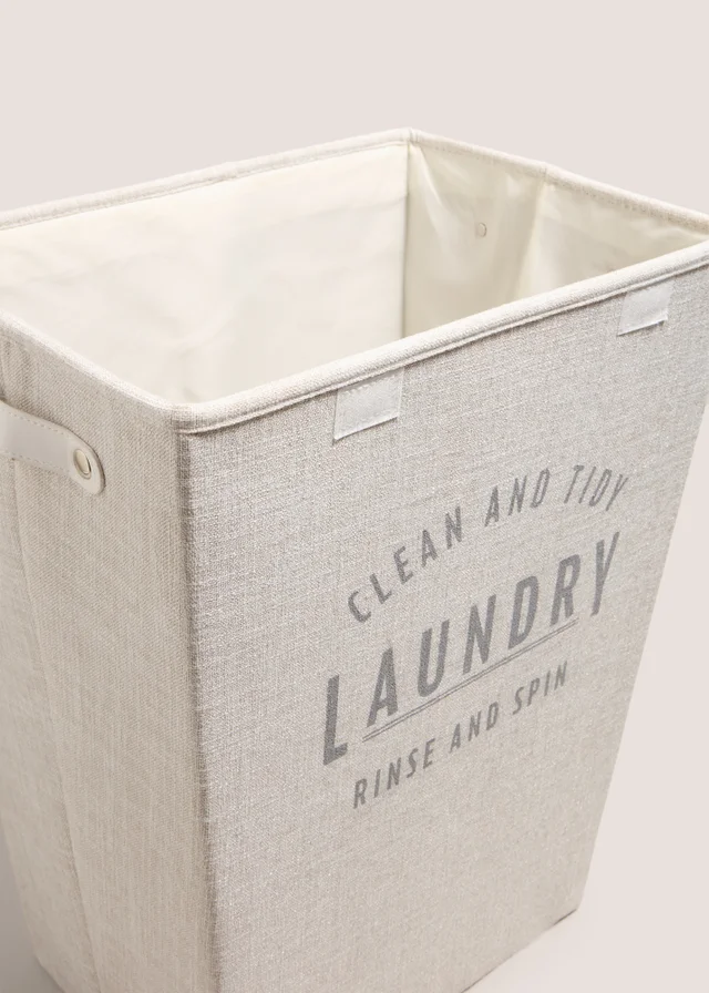 White Linen Laundry Basket