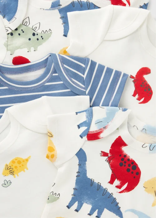 5 Pack Baby White Dinosaur Bodysuits (Newborn-23mths) - 0-3 months Image 2