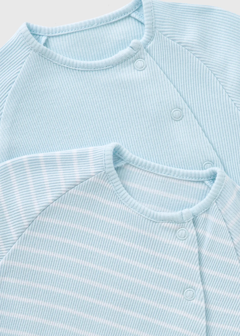 2 Pack Baby Blue Ribbed Sleepsuits (Newborn-12mths) - Age 0 - 3 Months Image 2