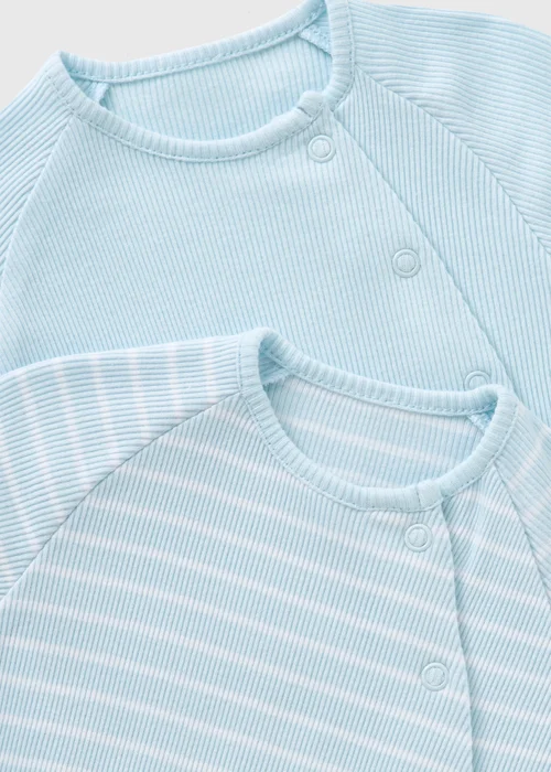 2 Pack Baby Blue Ribbed Sleepsuits (Newborn-12mths) - Age 0 - 3 Months Image 2