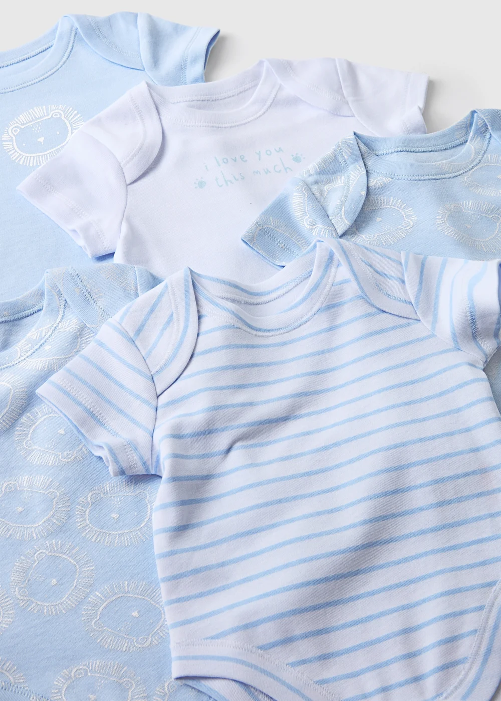 5 Pack Baby Blue Lion Bodysuits (Newborn-23mths) - 0-3 months Image 2