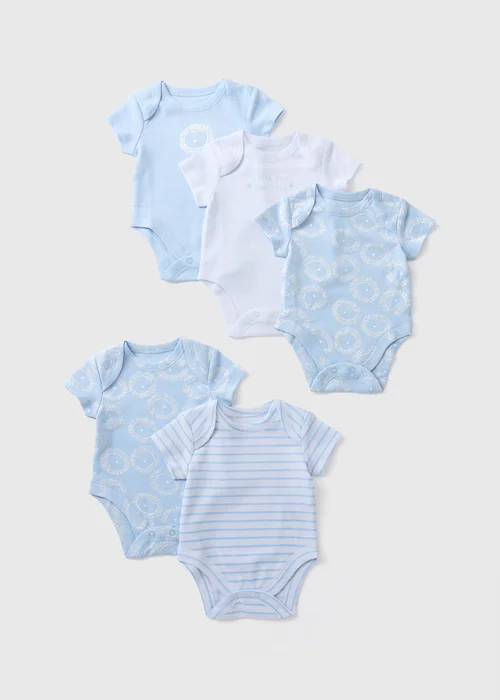 5 Pack Baby Blue Lion Bodysuits (Newborn-23mths) - 0-3 months Image 1