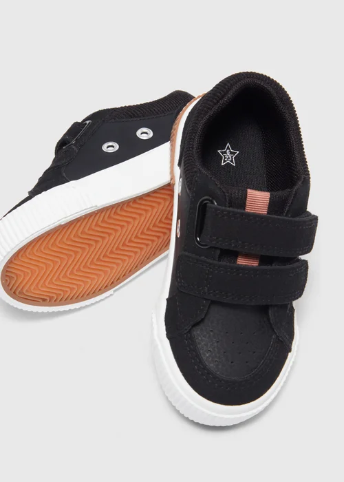 Black PU Trainers (Younger 4-9) - Size 4 Infants Image 2