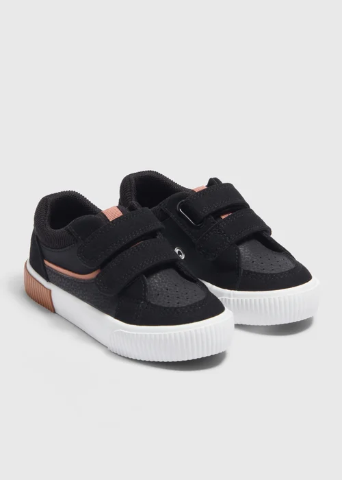 Black PU Trainers (Younger 4-9) - Size 4 Infants Image 1