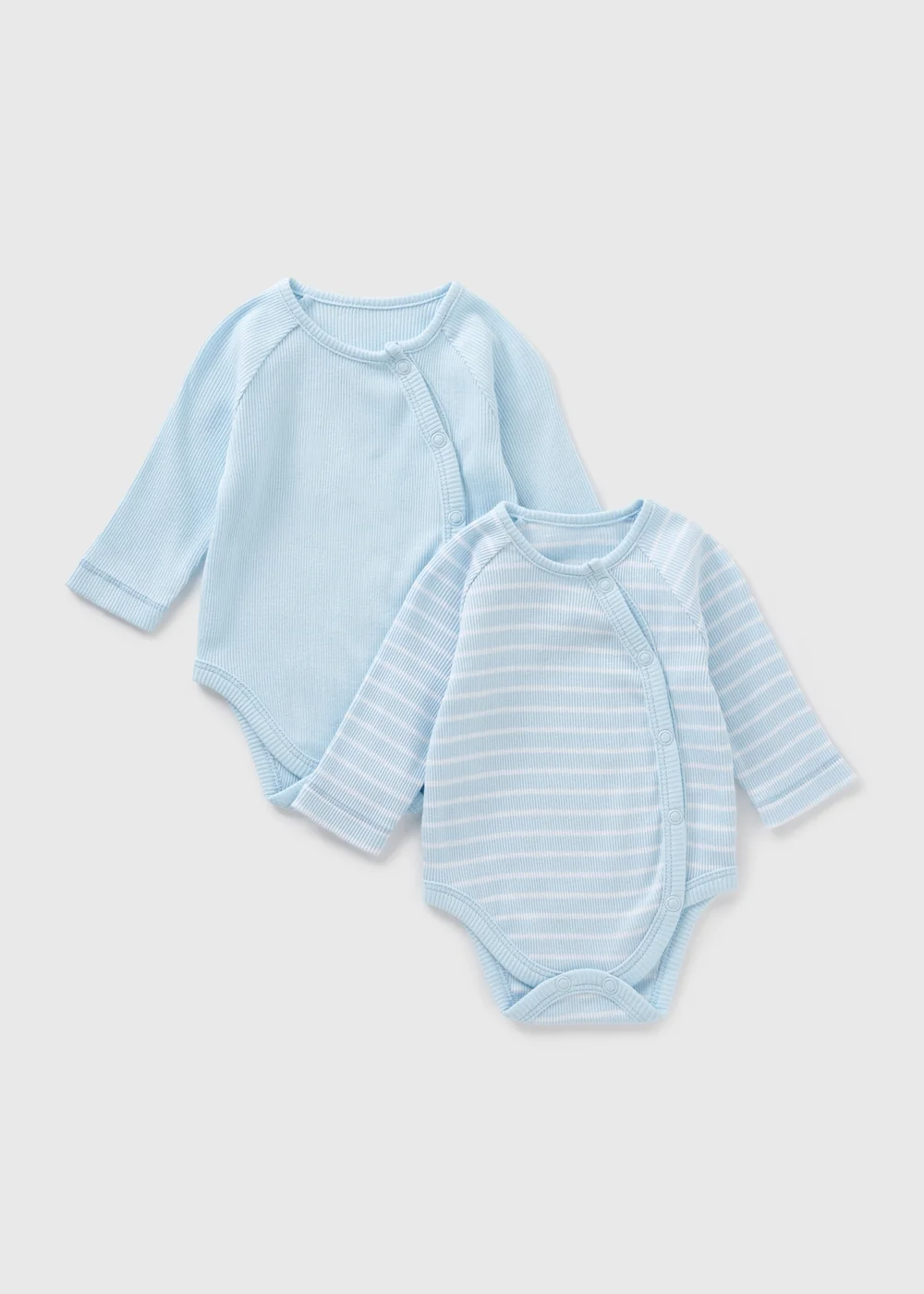 2 Pack Baby Blue Ribbed Bodysuits (Newborn-18mths) - 0-3 months Image 1