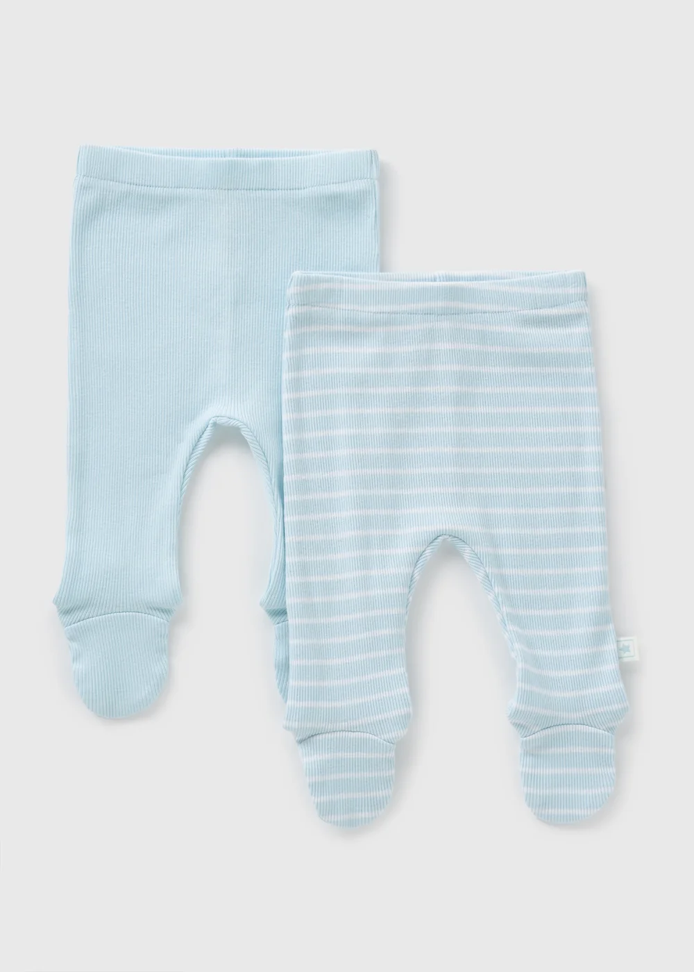 2 Pack Baby Blue Ribbed Leggings (Newborn-18mths) - First Size Image 1