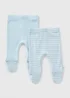 2 Pack Baby Blue Ribbed Leggings (Newborn-18mths) - First Size Image 1