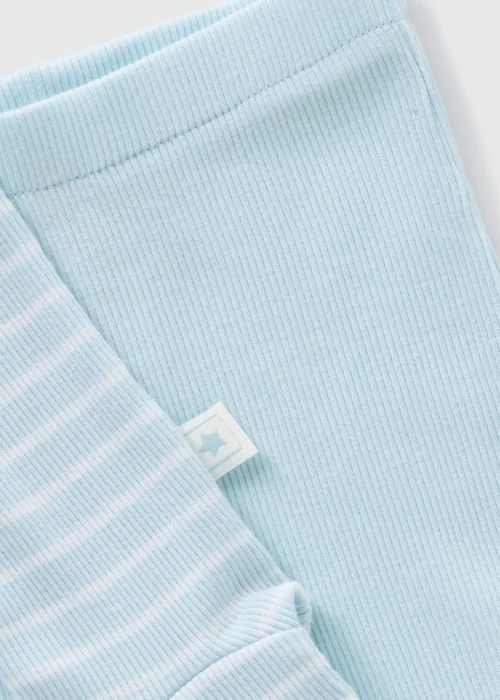 2 Pack Baby Blue Ribbed Leggings (Newborn-18mths) - First Size Image 2