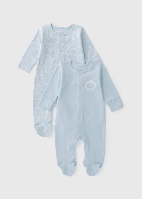 2 Pack Baby Blue Lion Sleepsuits (Newborn-23mths) - Age 0 - 3 Months Image 1