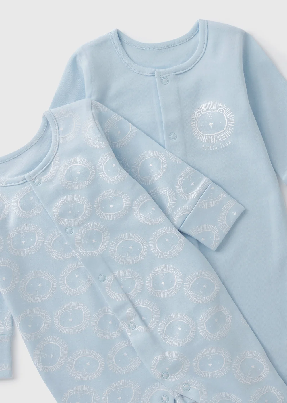2 Pack Baby Blue Lion Sleepsuits (Newborn-23mths) - Age 0 - 3 Months Image 2