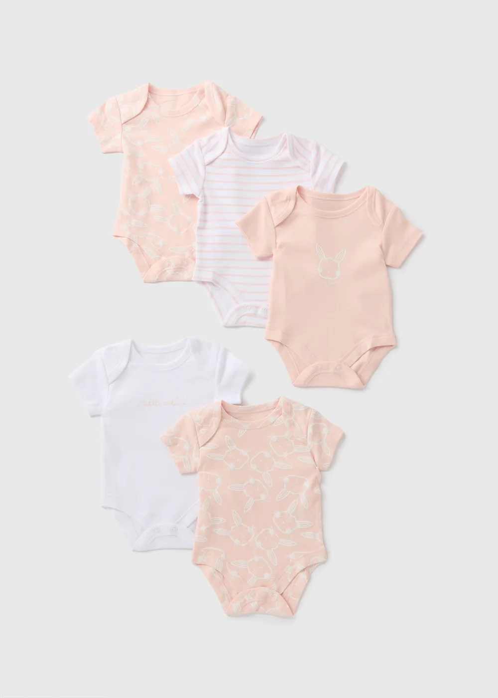 Baby 5 Pack Pink Bunny Bodysuits (Newborn-23mths) - 0-3 months Image 1