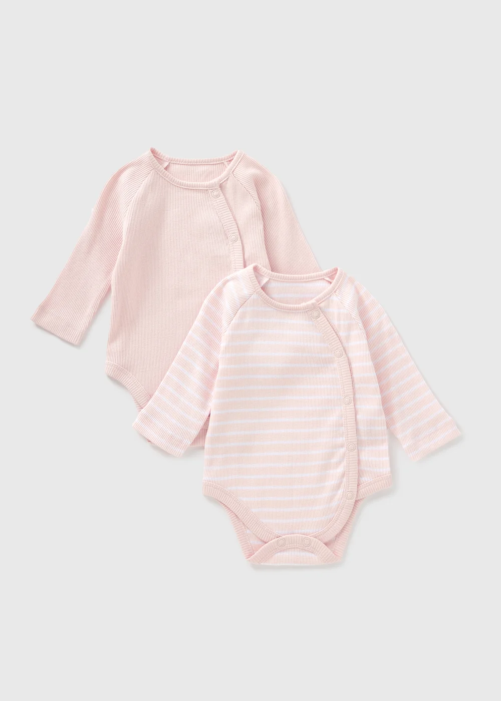 2 Pack Baby Pink Ribbed Bodysuits (Newborn-18mths) - 0-3 months Image 1
