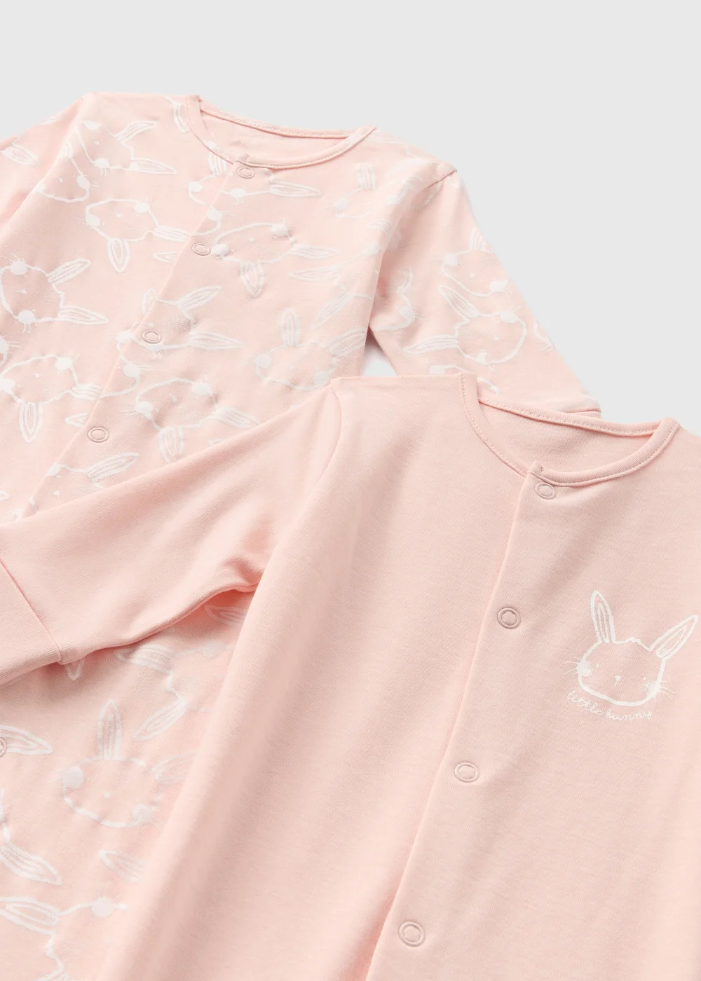 2 Pack Baby Pink Bunny Sleepsuits (Newborn-23mths) - Age 0 - 3 Months Image 2