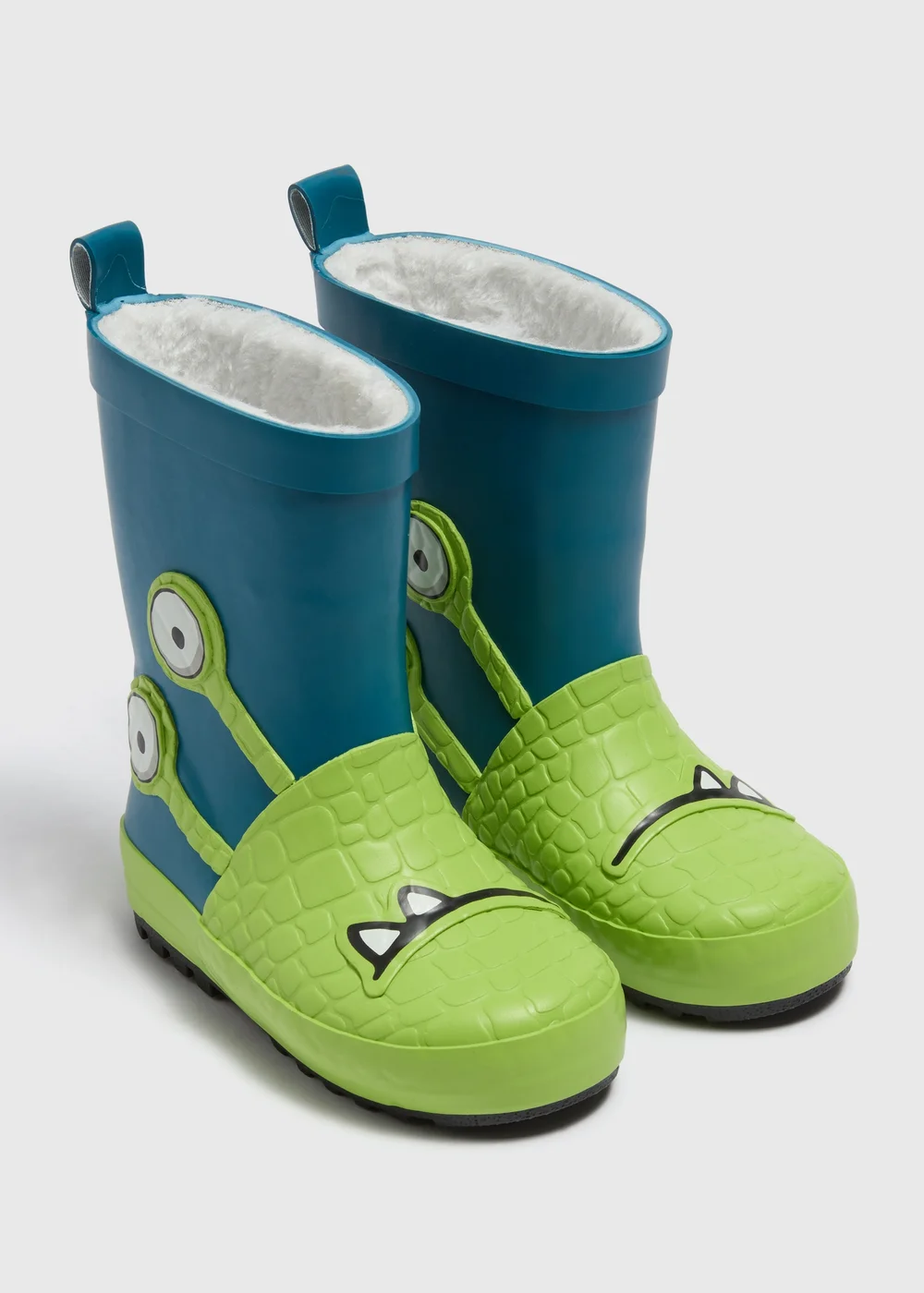 Boys Blue Monster Fleece Lined Wellies (Younger 4-12) - Size 4 Infants Image 1