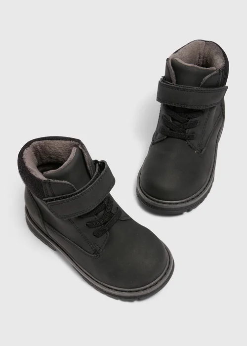 Boys Black Hiker Boots (Younger 4-12) - 6 Infant Image 2