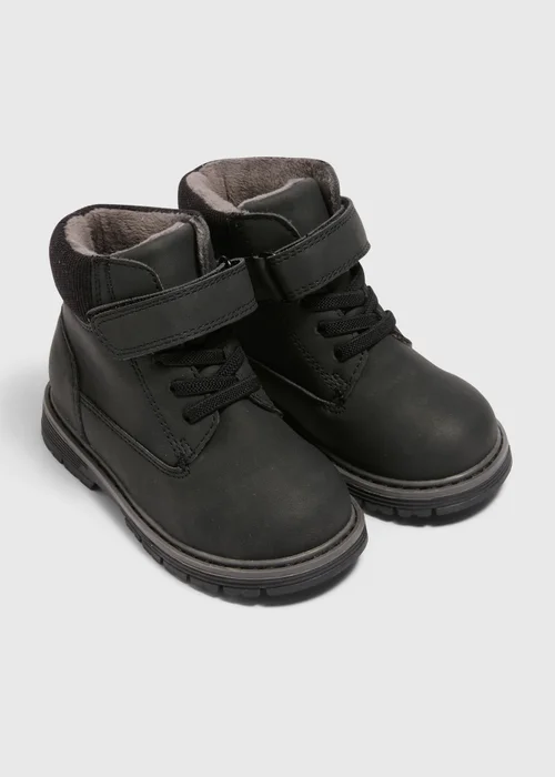 Boys Black Hiker Boots (Younger 4-12) - 6 Infant Image 1