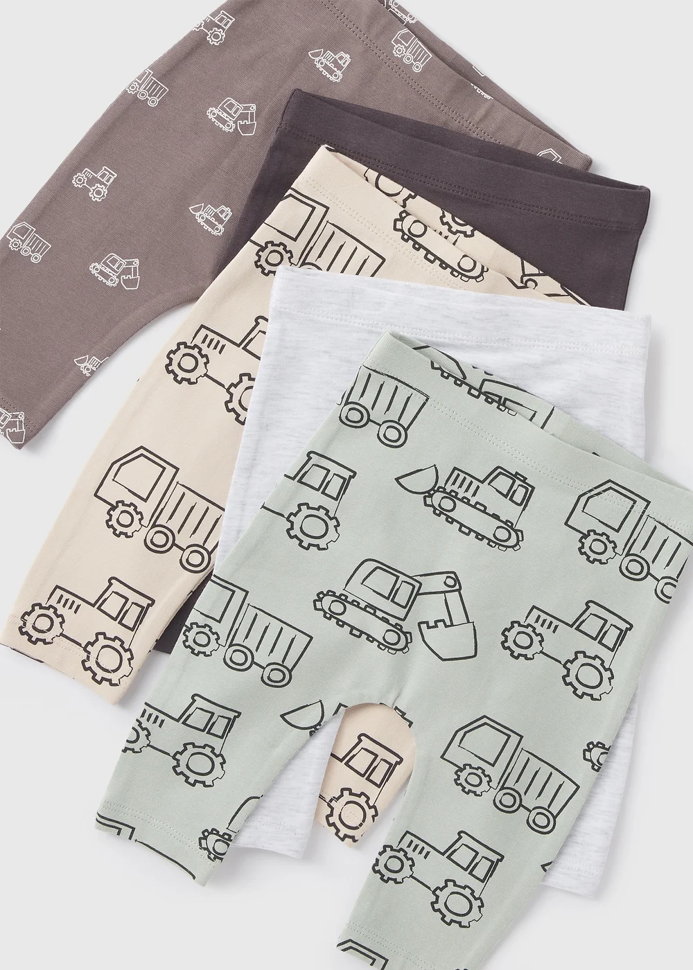 5 Pack Baby Grey Digger Leggings (Newborn-23mths) - 9-12 months Image 2