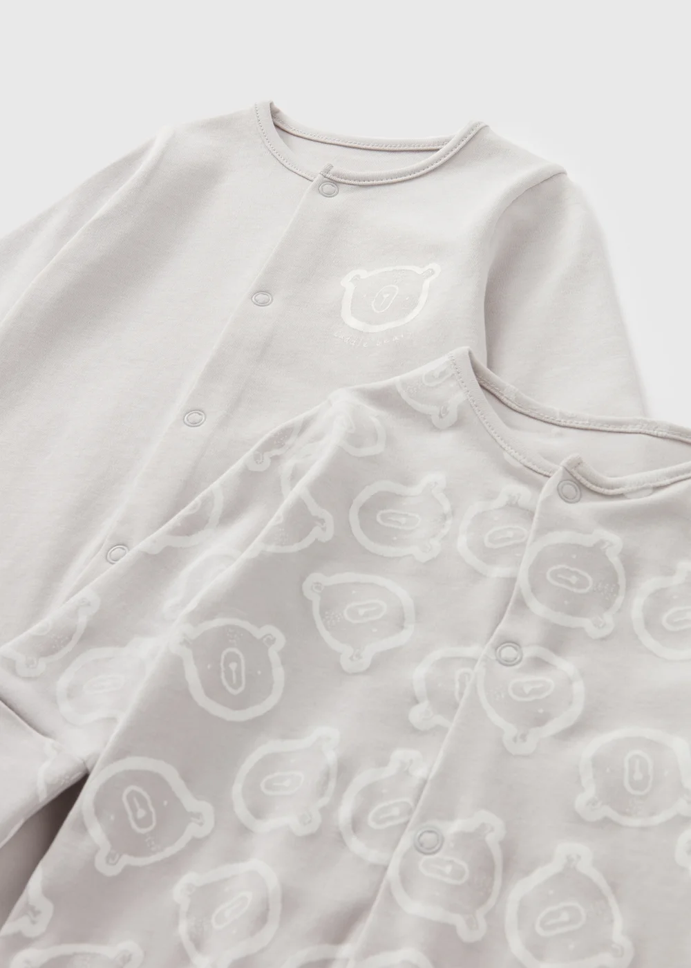 2 Pack Baby Grey Bear Sleepsuits (Newborn-23mths) - Age 0 - 3 Months Image 2