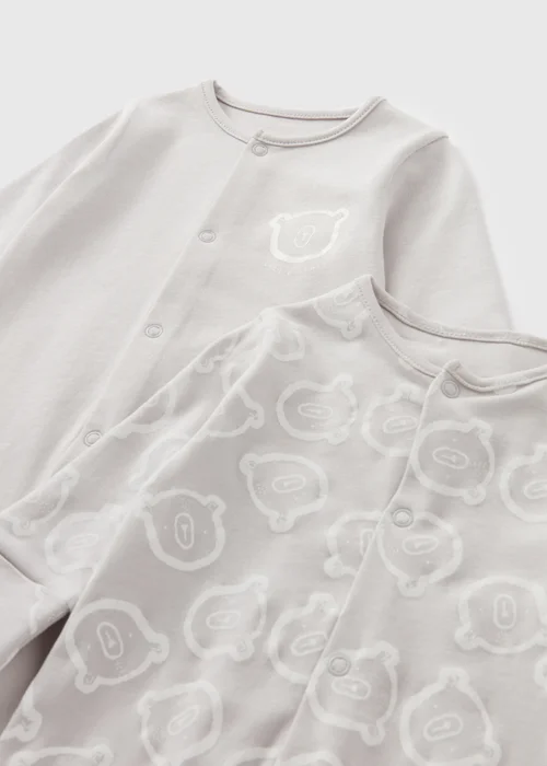 2 Pack Baby Grey Bear Sleepsuits (Newborn-23mths) - Age 0 - 3 Months Image 2