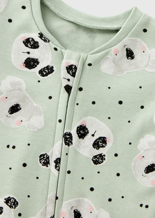 Baby Green Panda Sleepsuit (Newborn-18mths) - Age 0 - 3 Months Image 2