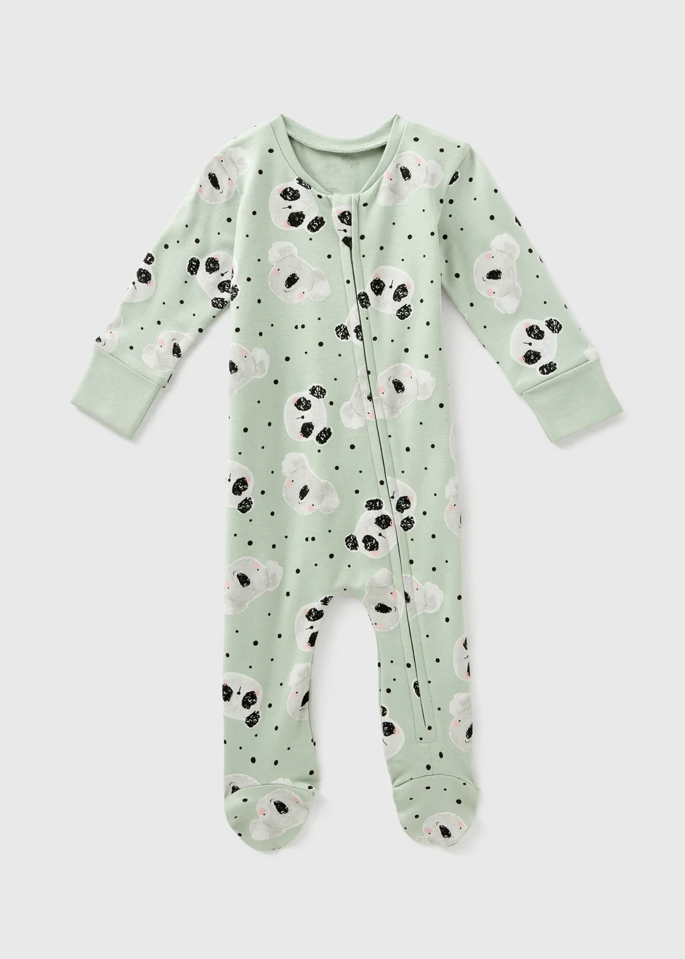 Baby Green Panda Sleepsuit (Newborn-18mths) - Age 0 - 3 Months Image 1