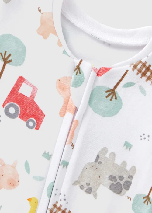 Baby White Farm Sleepsuit (Newborn-18mths) - Age 0 - 3 Months Image 2