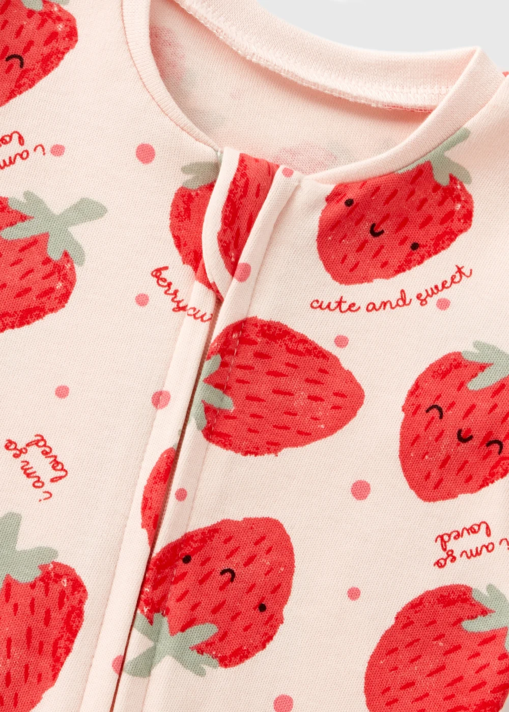 Baby Pink Strawberry Sleepsuit (Newborn-18mths) - Age 0 - 3 Months Image 2