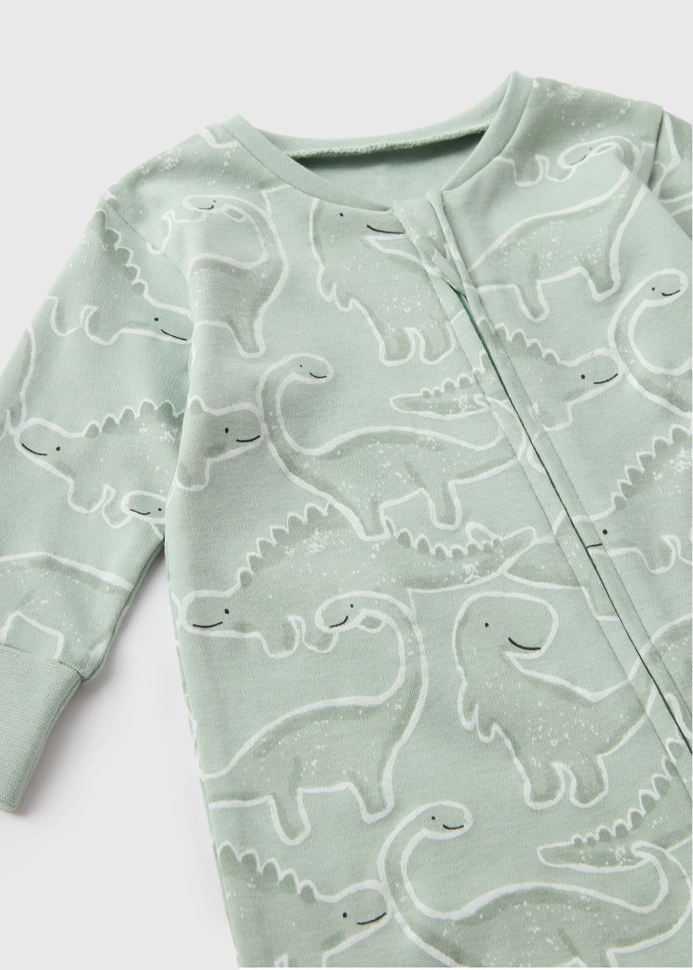 Baby Green Dinosaur Print Sleepsuit (Newborn-18mths) - Age 0 - 3 Months Image 2