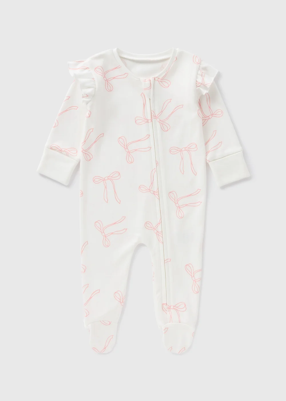 Baby Cream Bow Sleepsuit (Newborn-18mths) - Age 0 - 3 Months Image 1