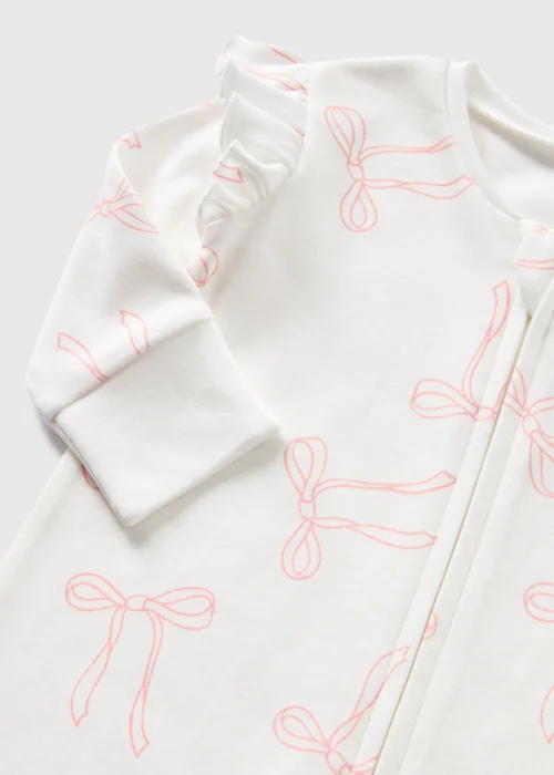 Baby Cream Bow Sleepsuit (Newborn-18mths) - Age 0 - 3 Months Image 2