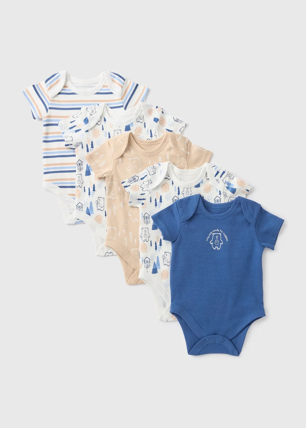 5 Pack Multicolour Baby Bear Bodysuits (Newborn-23mths) - 0-3 months Image 1