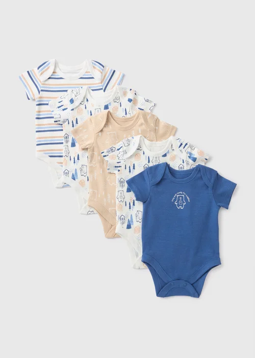 5 Pack Multicolour Baby Bear Bodysuits (Newborn-23mths) - 0-3 months Image 1