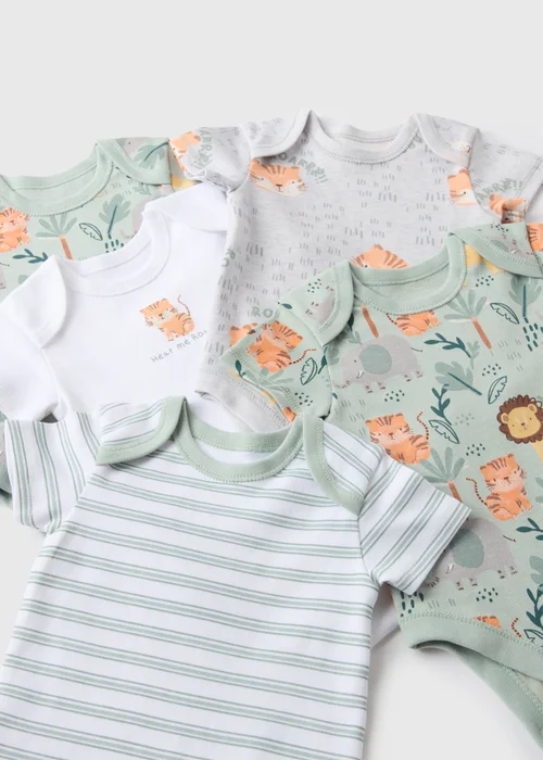 5 Pack Baby Sage Safari Bodysuits (Newborn-18mths) - 0-3 months Image 2